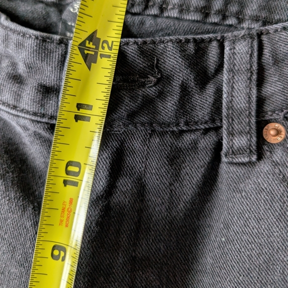 Black Distressed High Rise Wide Leg Raw Cut Rewash Jeans 31x28 Grunge Neutral - Picture 10 of 13